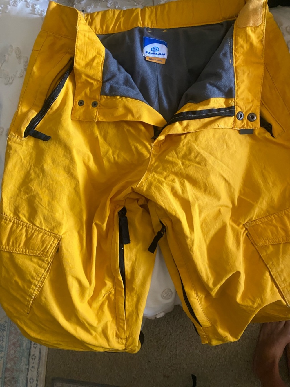 Salomon Yellow Outdoor Ski Pants with Zip Pockets